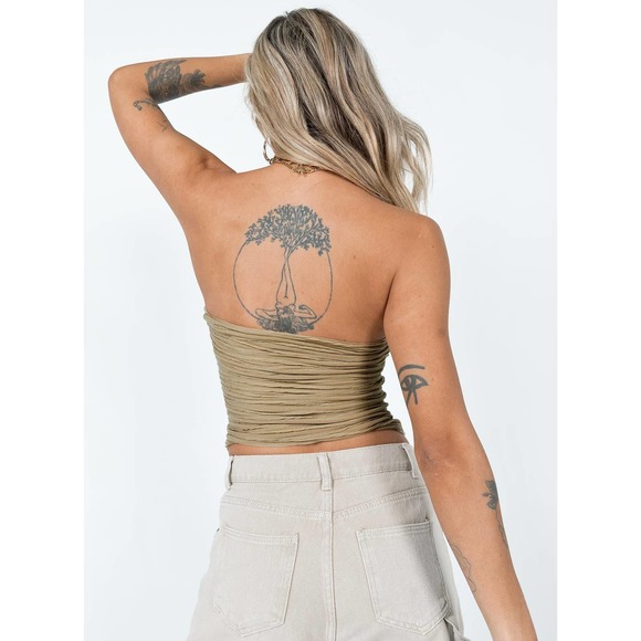 Princess Polly Tube Top 10 Large Mushroom Tan Strapless Cecile Textured NWT - Picture 5 of 14